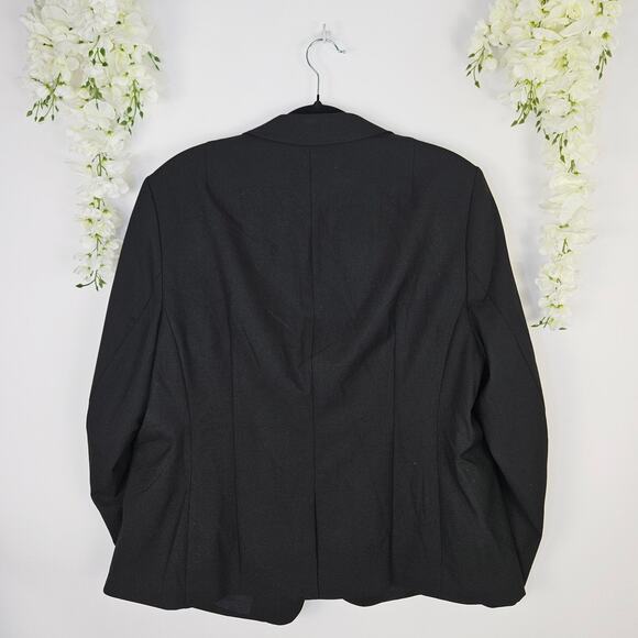 New H&M Black Blazer Womens Size XL One Button Office Chic Career Jacket Capsule - Picture 3 of 11